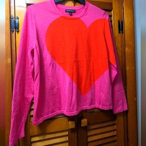 Banana Republic Pink and Red Heart Sweater